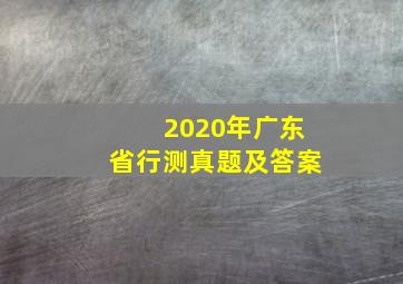 2020年广东省行测真题及答案