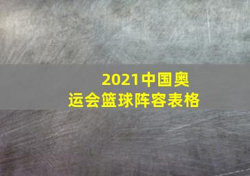 2021中国奥运会篮球阵容表格