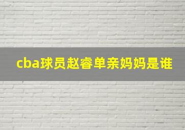 cba球员赵睿单亲妈妈是谁