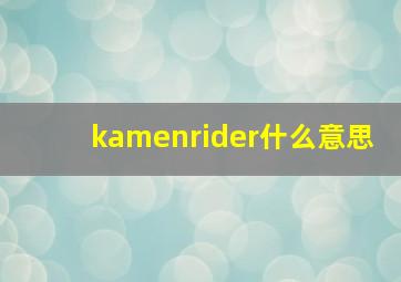 kamenrider什么意思