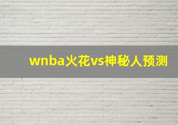 wnba火花vs神秘人预测