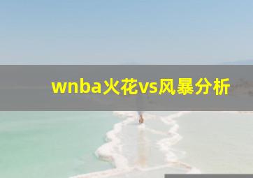 wnba火花vs风暴分析