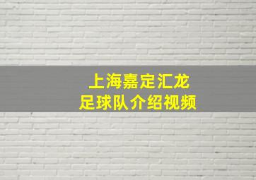 上海嘉定汇龙足球队介绍视频