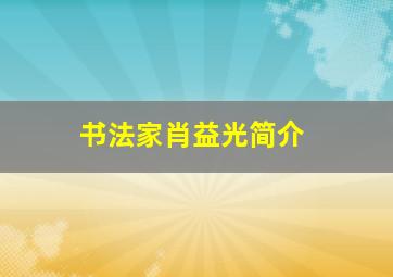 书法家肖益光简介