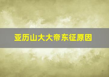 亚历山大大帝东征原因