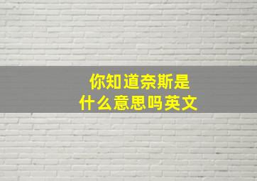 你知道奈斯是什么意思吗英文