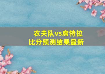 农夫队vs席特拉比分预测结果最新