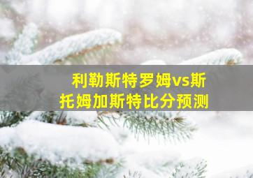 利勒斯特罗姆vs斯托姆加斯特比分预测