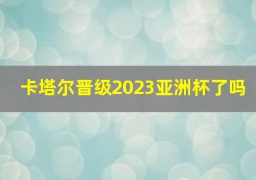 卡塔尔晋级2023亚洲杯了吗