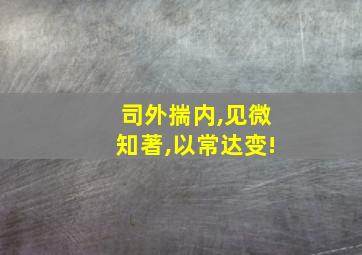 司外揣内,见微知著,以常达变!