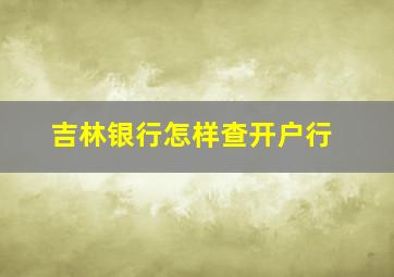 吉林银行怎样查开户行