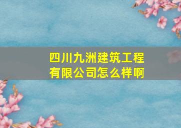 四川九洲建筑工程有限公司怎么样啊