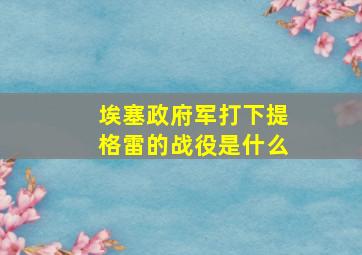 埃塞政府军打下提格雷的战役是什么