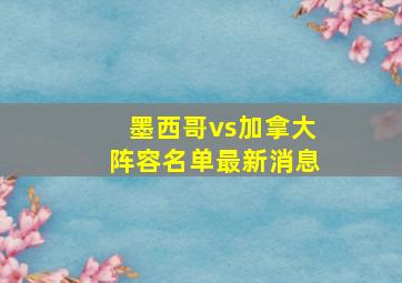 墨西哥vs加拿大阵容名单最新消息