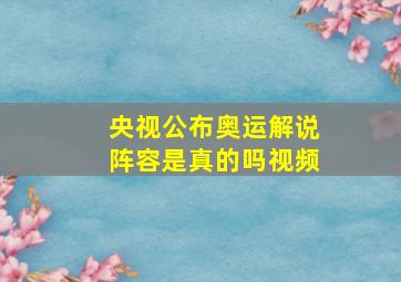 央视公布奥运解说阵容是真的吗视频