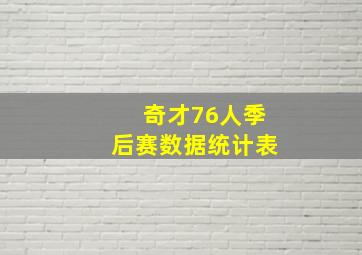 奇才76人季后赛数据统计表