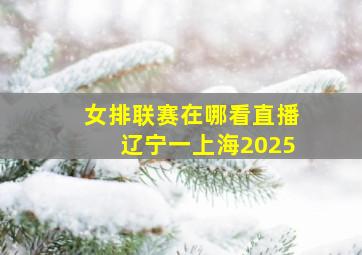 女排联赛在哪看直播辽宁一上海2025