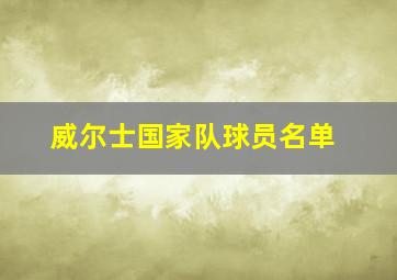 威尔士国家队球员名单