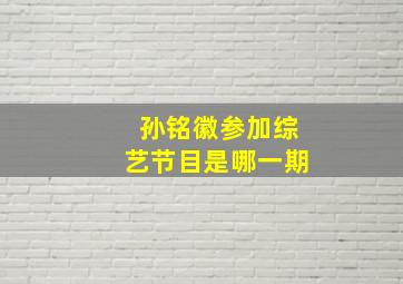 孙铭徽参加综艺节目是哪一期