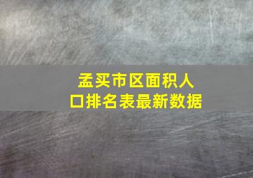 孟买市区面积人口排名表最新数据