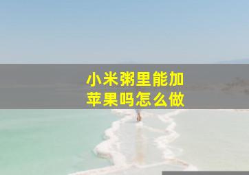 小米粥里能加苹果吗怎么做