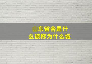 山东省会是什么被称为什么城