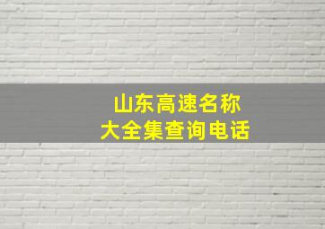 山东高速名称大全集查询电话