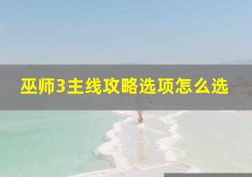 巫师3主线攻略选项怎么选