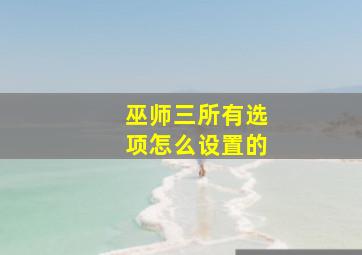 巫师三所有选项怎么设置的