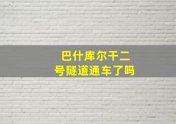 巴什库尔干二号隧道通车了吗