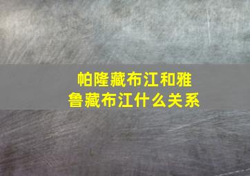 帕隆藏布江和雅鲁藏布江什么关系