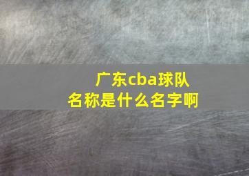 广东cba球队名称是什么名字啊