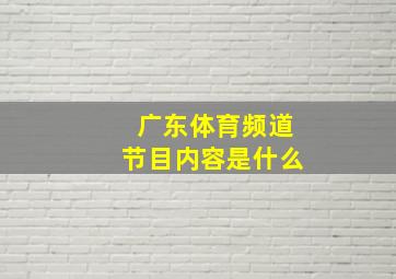 广东体育频道节目内容是什么