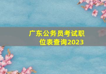 广东公务员考试职位表查询2023