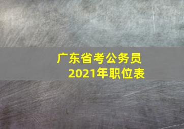 广东省考公务员2021年职位表