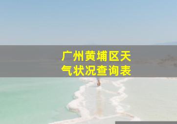 广州黄埔区天气状况查询表