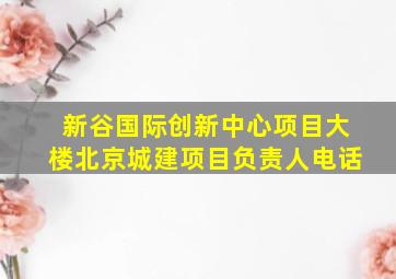 新谷国际创新中心项目大楼北京城建项目负责人电话