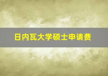 日内瓦大学硕士申请费