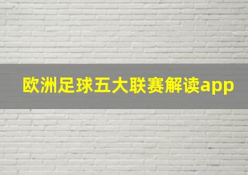 欧洲足球五大联赛解读app