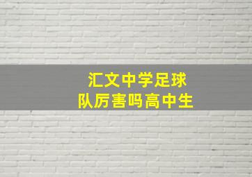 汇文中学足球队厉害吗高中生