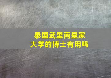 泰国武里南皇家大学的博士有用吗