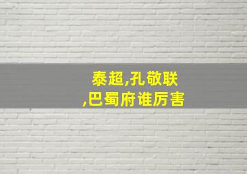 泰超,孔敬联,巴蜀府谁厉害