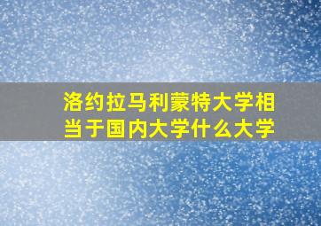 洛约拉马利蒙特大学相当于国内大学什么大学