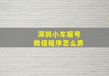 深圳小车摇号微信程序怎么弄