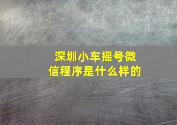 深圳小车摇号微信程序是什么样的