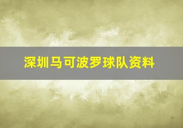 深圳马可波罗球队资料