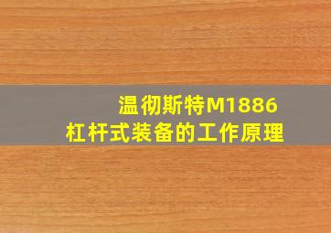 温彻斯特M1886杠杆式装备的工作原理