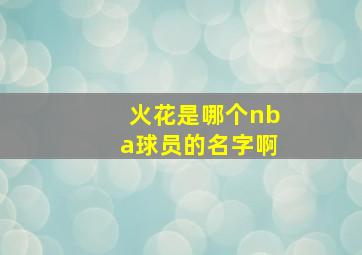 火花是哪个nba球员的名字啊