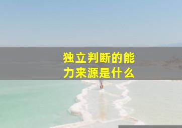 独立判断的能力来源是什么