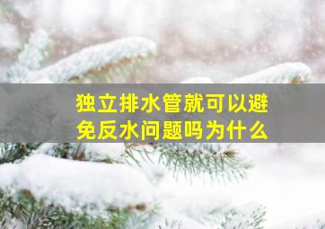 独立排水管就可以避免反水问题吗为什么